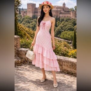 🎉RARE🎉Aston Studio NWT Anthropologie Elouise Linen-Cotton Ruffled Halter Dress10